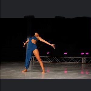 Dance Costume. Lycra asymmetrical palazzo pant leg and trunk